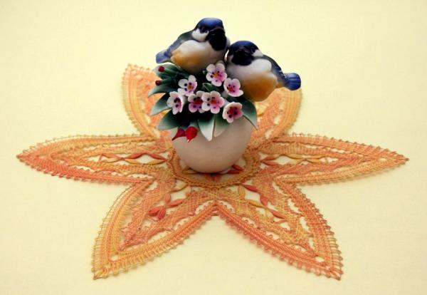 164 Klöppelbrief  Blütendeckchen „Narzisse“